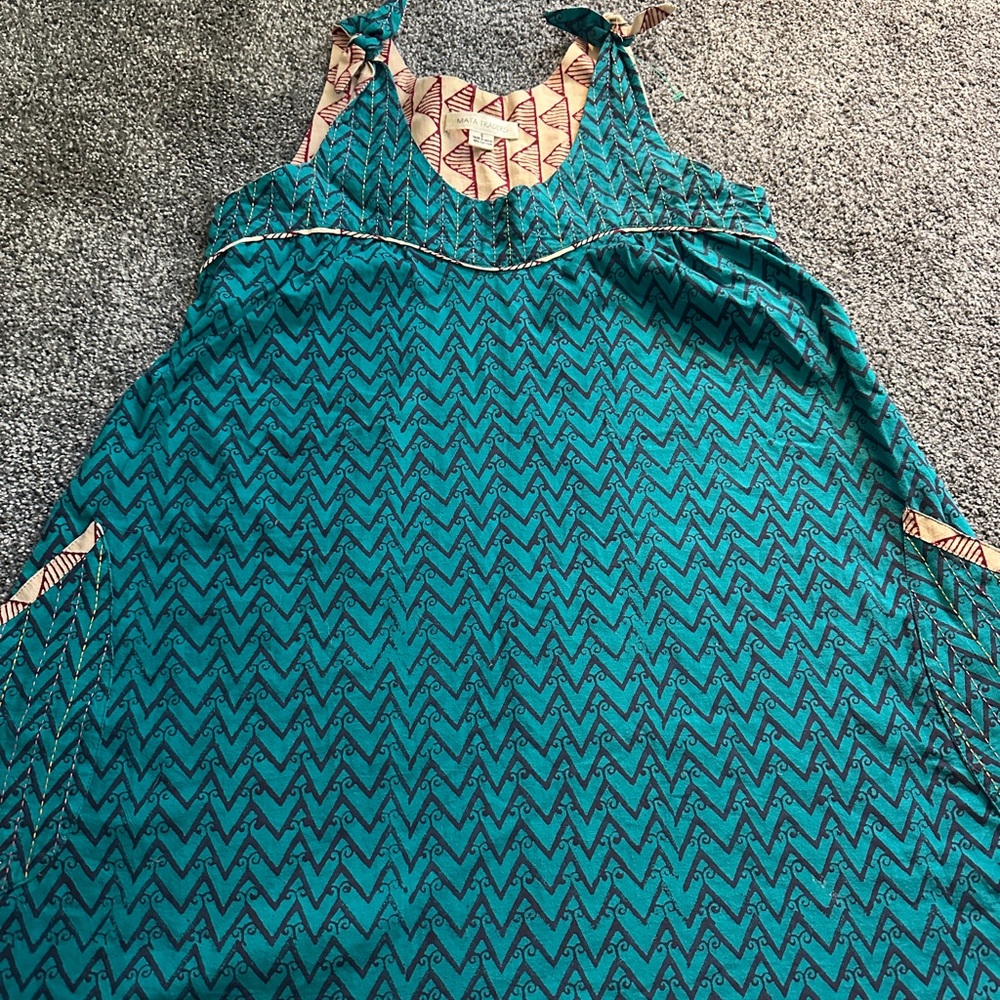 Mata Traders Teal and Pink Midi Dress